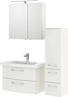 Saphir Badmöbel-Set 6005 Sprint 3-teilig, Keramik-Waschtisch mit LED-Spiegelschrank, (4-St), Midischrank, inkl. Türdämpfer, 3 Türen, 4 Schubladen, Bad-Set
