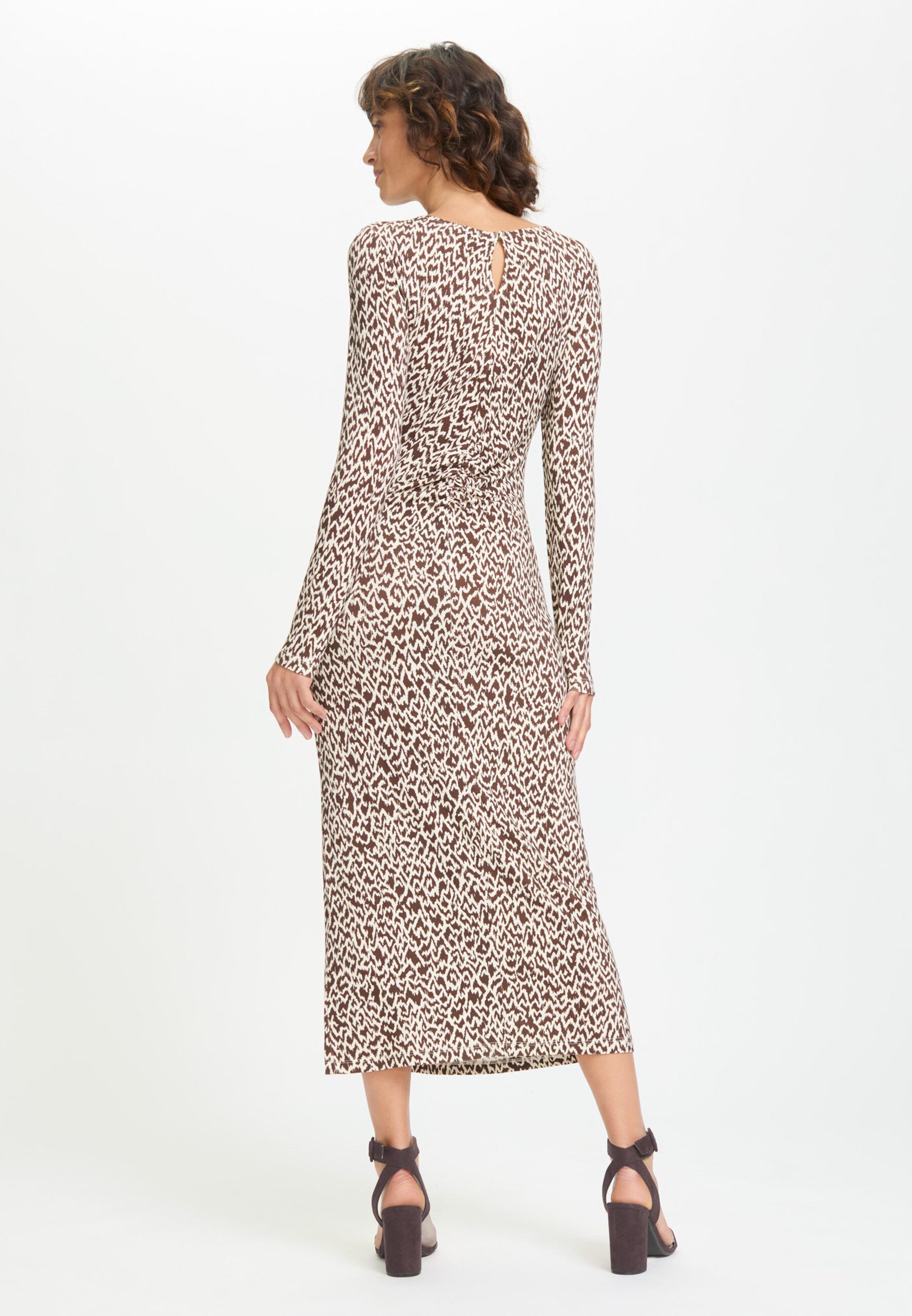 Olsen Jerseykleid mit Allover-Animalprint