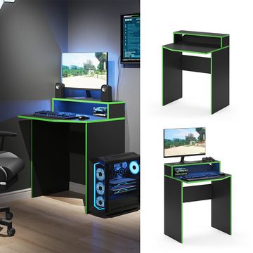 Vicco Computertisch Gamingtisch Arbeitstisch KRON Schwarz Grün Kurz