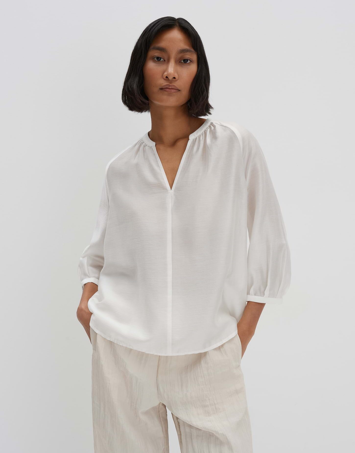 Kurzarmbluse ZAMUDRA aus edlem Tencel Mix