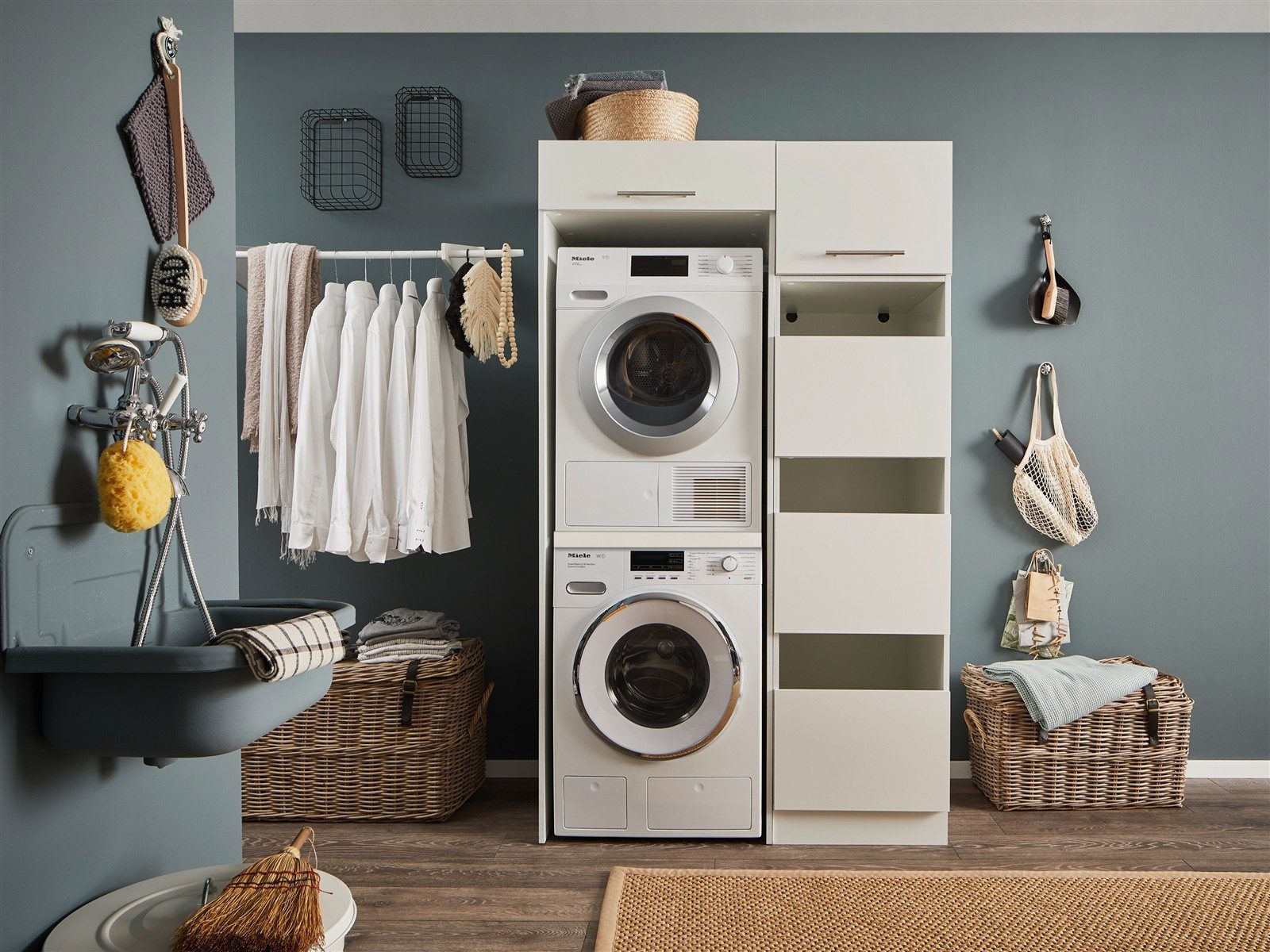 freiraum Waschmaschinenumbauschrank LAUNDREEZY in weiß - 117,5x200x67,5 (BxHxT)