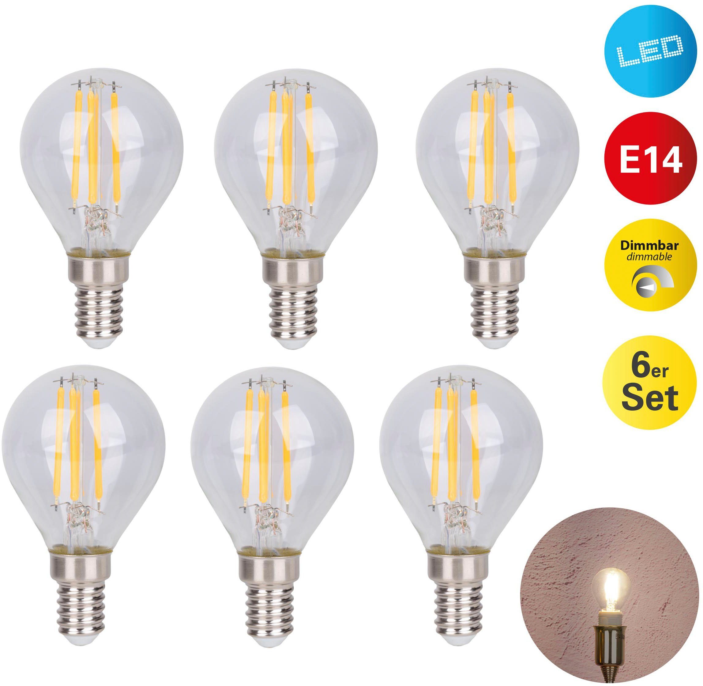Strahlende Hochwertigkeit näve LED-Leuchtmittel 6er Set, 6 St., Daffy, E14, birnenform Warmweiß