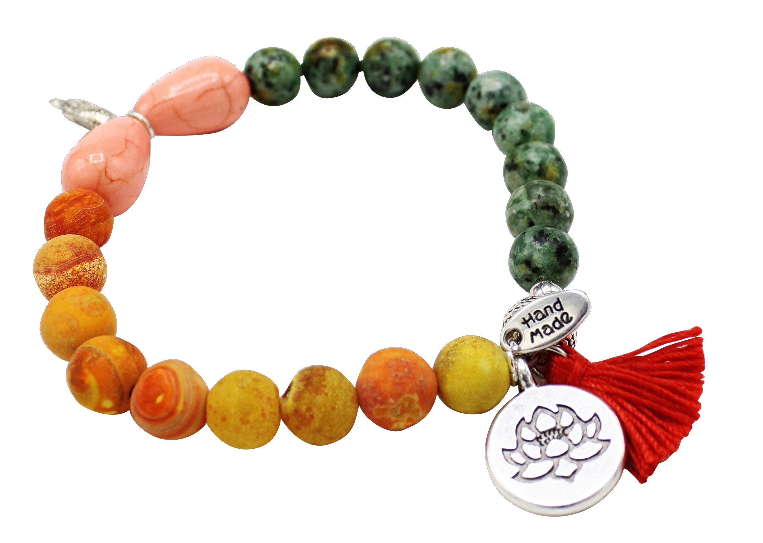 FRONHOFER Perlenarmband 19120 Elastisches Armband mit Edelsteinperlen und Buddha Kopf mehr