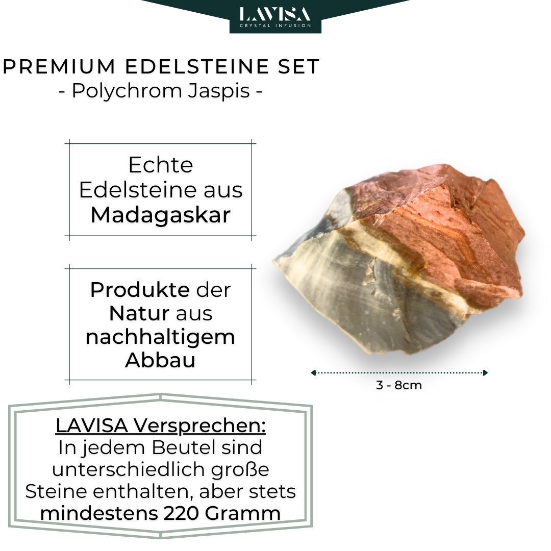 LAVISA Edelstein echte Edelsteine, Mineralien Natursteine Polychrom Dekosteine, Kristalle, Jaspis