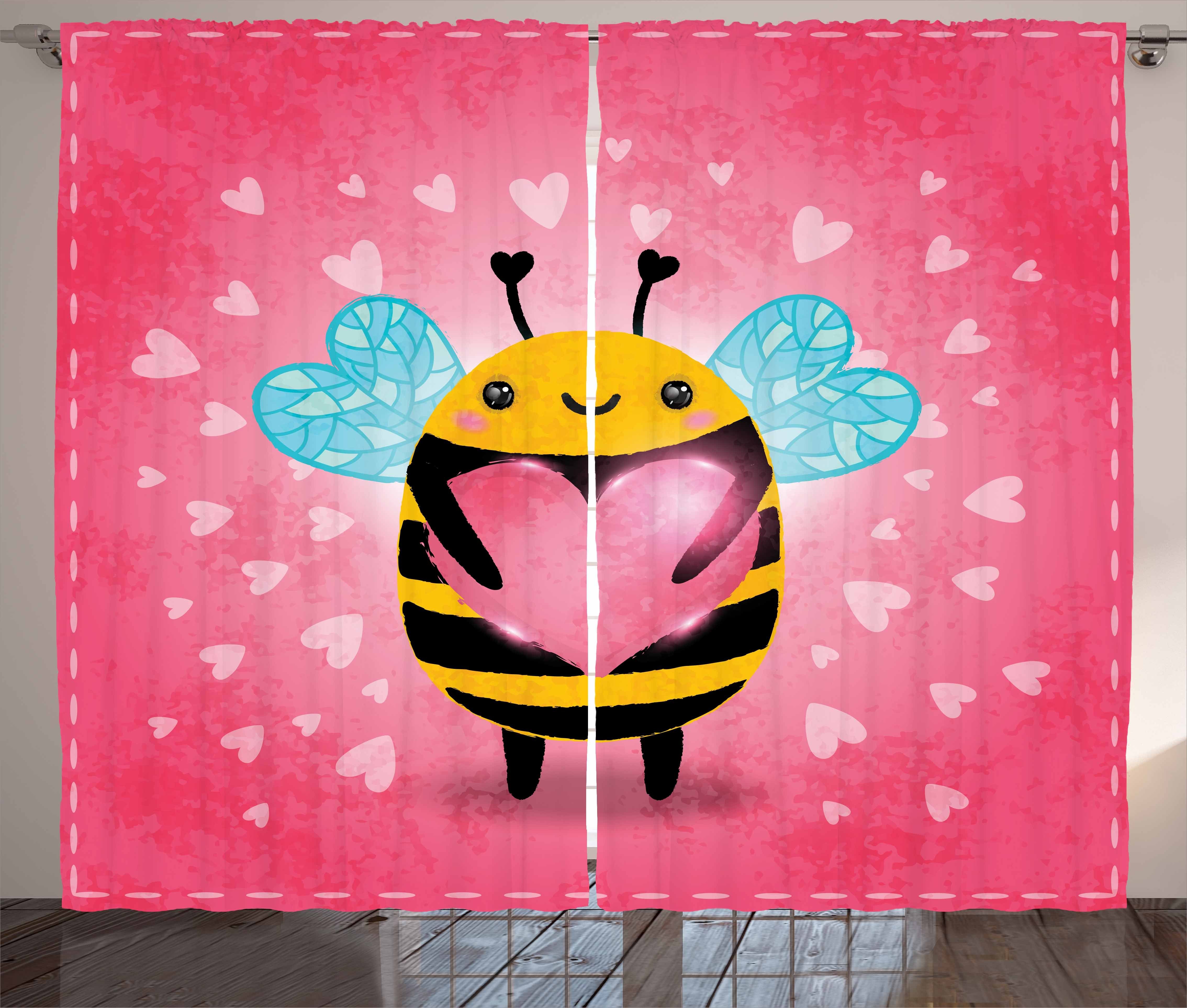 und Gardine Hummel-Karikatur Vorhang Kräuselband Bienenkönigin Schlafzimmer Schlaufen Abakuhaus, Haken, mit
