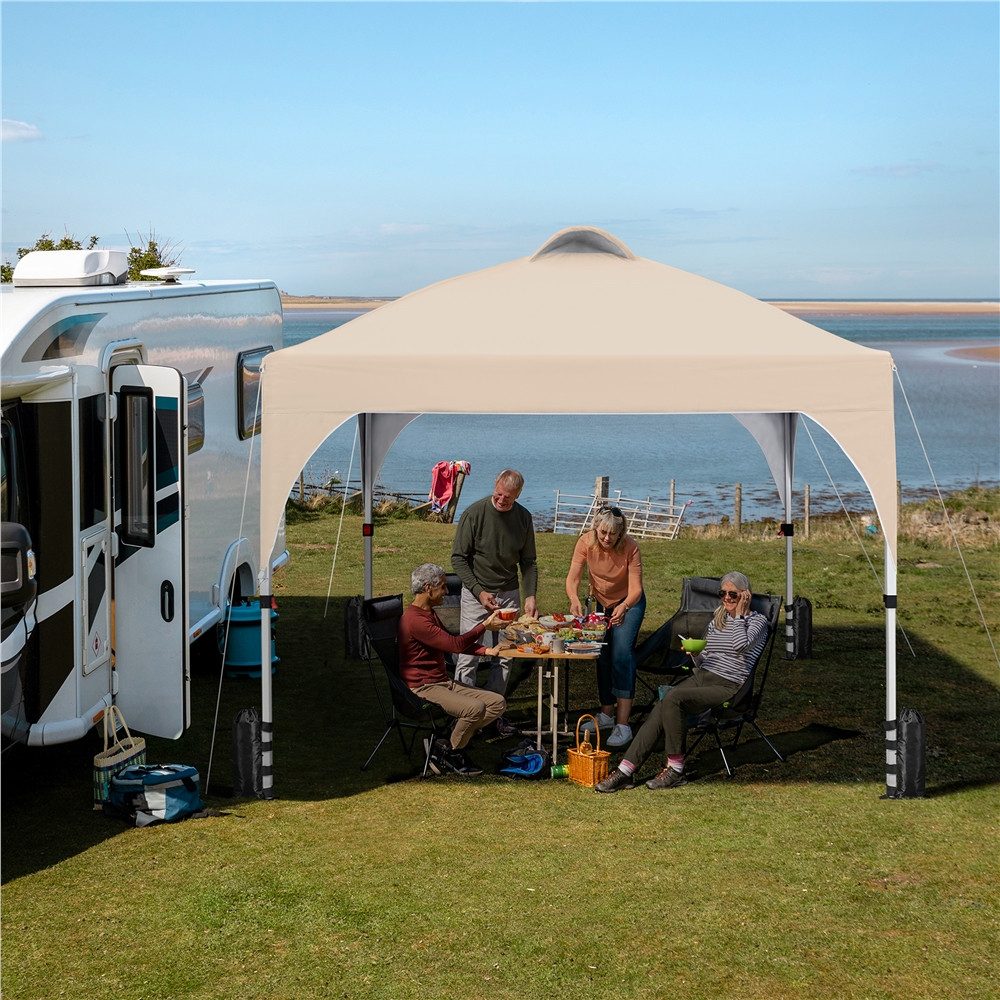 Yaheetech Faltpavillon Großzügiges Campingzelt mit einer Tragetasche 2,4x2,4m / 3x3m, mit 0 Seitenteilen, Gartenpavillon höhenverstellbar für Garten/Hof/Park/Ma – Bild 3 von 5