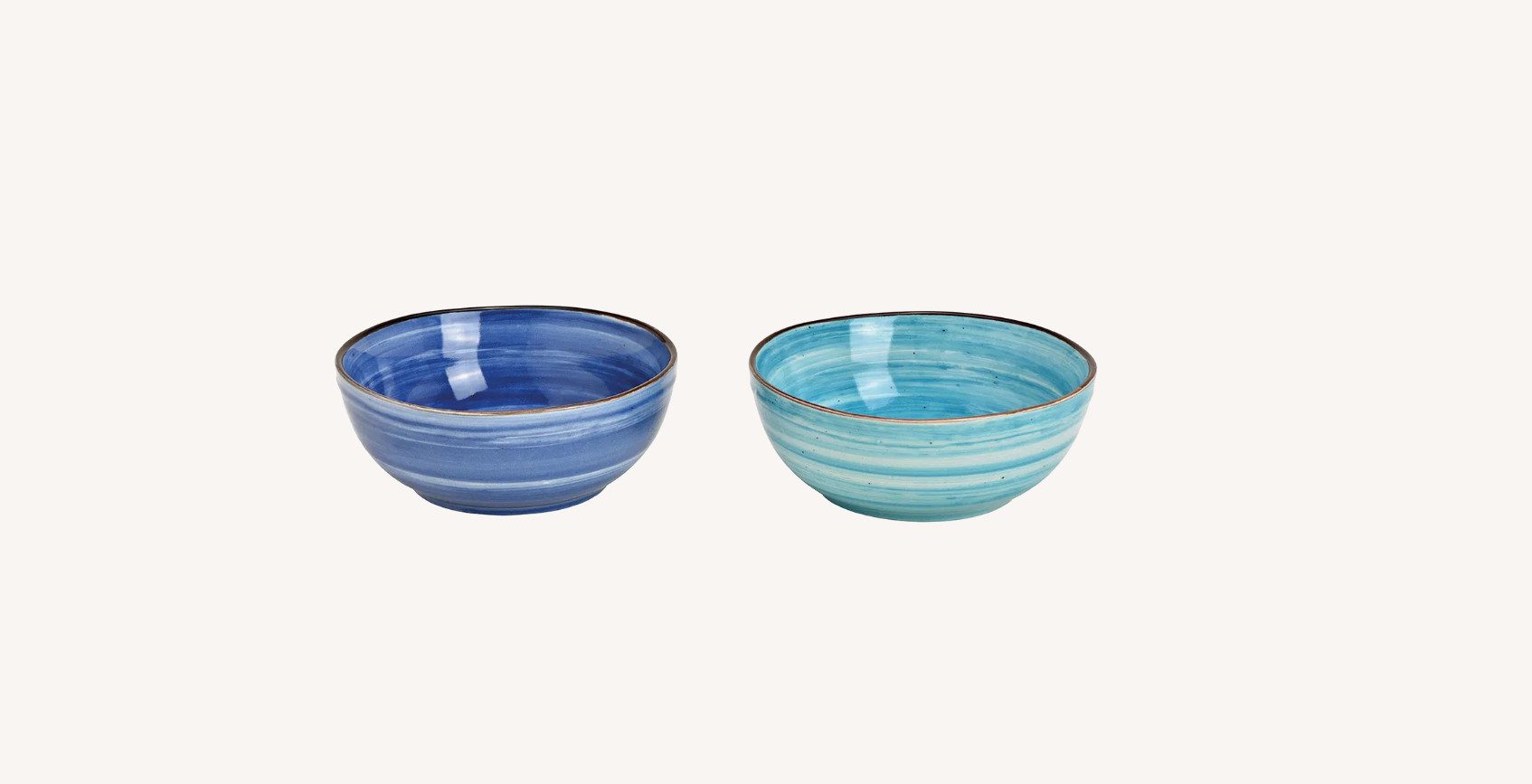 Wurm Müslischale 2er-Set Müslischalen aus Steingut, blau+türkis je 580ml