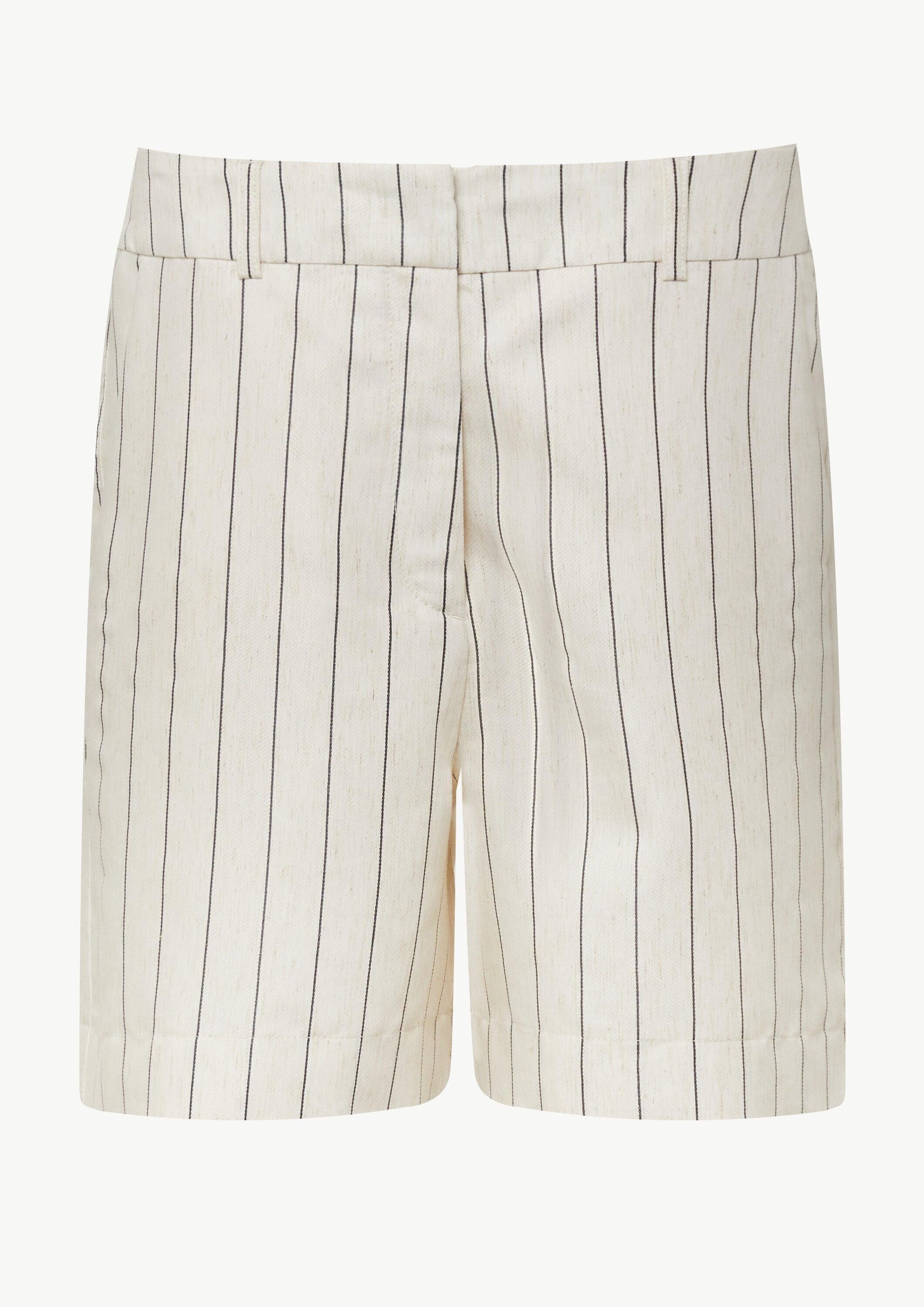 comma Shorts Hose Gestreifte Shorts aus Leinenmix