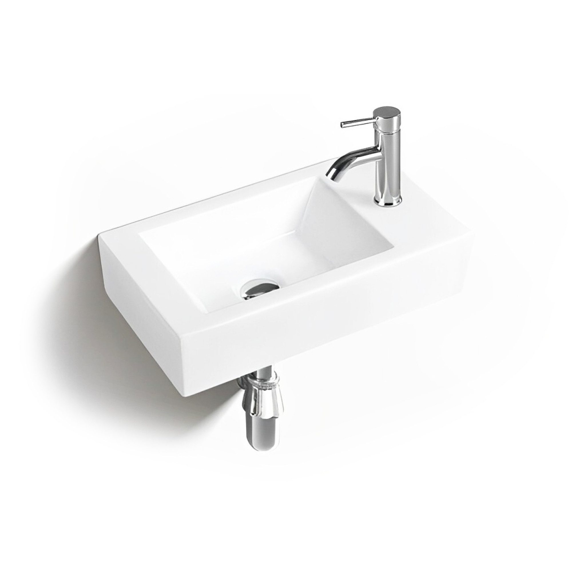 Thumbnail - wohnfreuden Waschbecken Keramik Waschbecken weiß glänzend 46 cm rechteckig (Kein Set), 127262