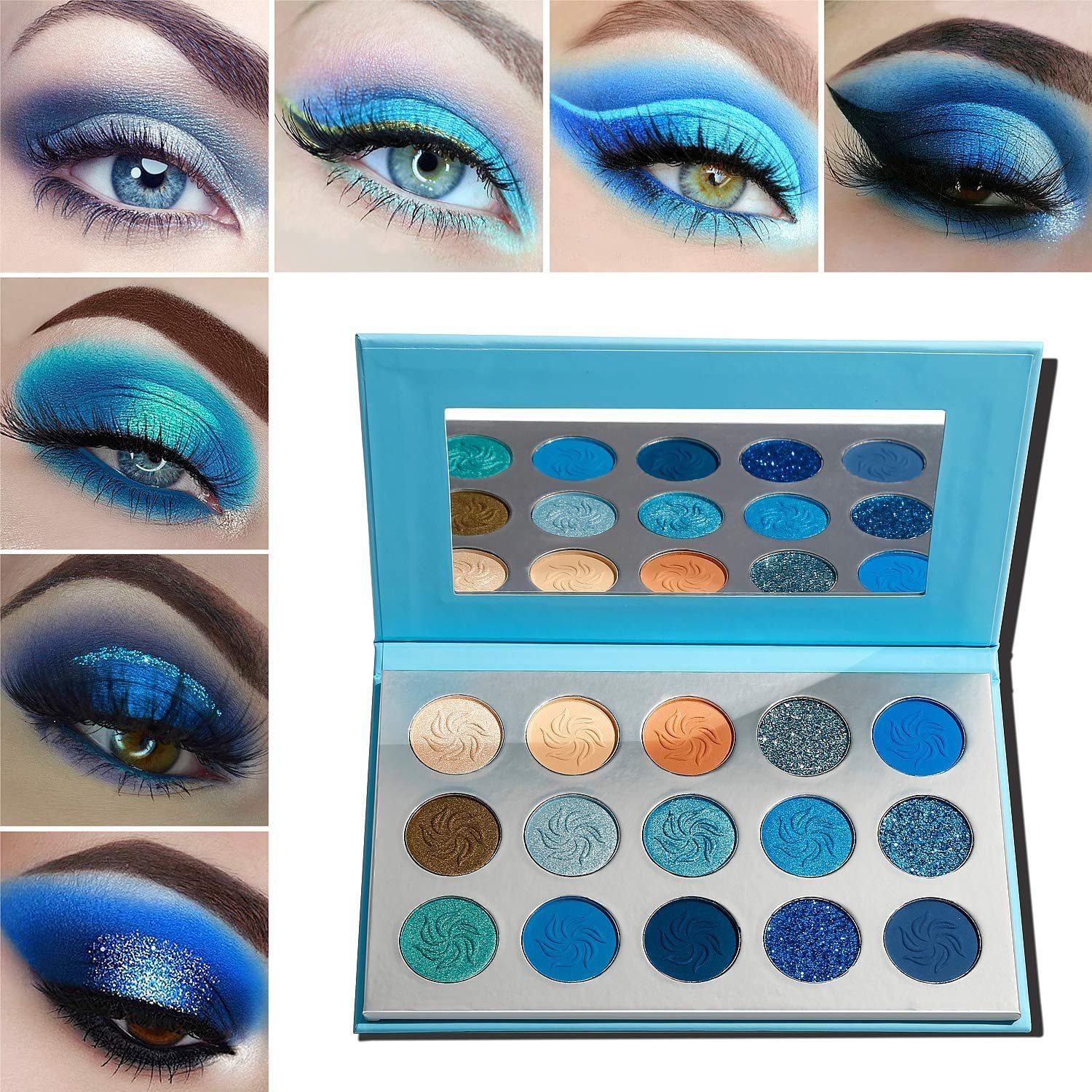 Lidschatten Make-up, Blau Palette Haiaveng Lidschatten Lidschatten Palette Farben 15 Matte Orange, Glitter