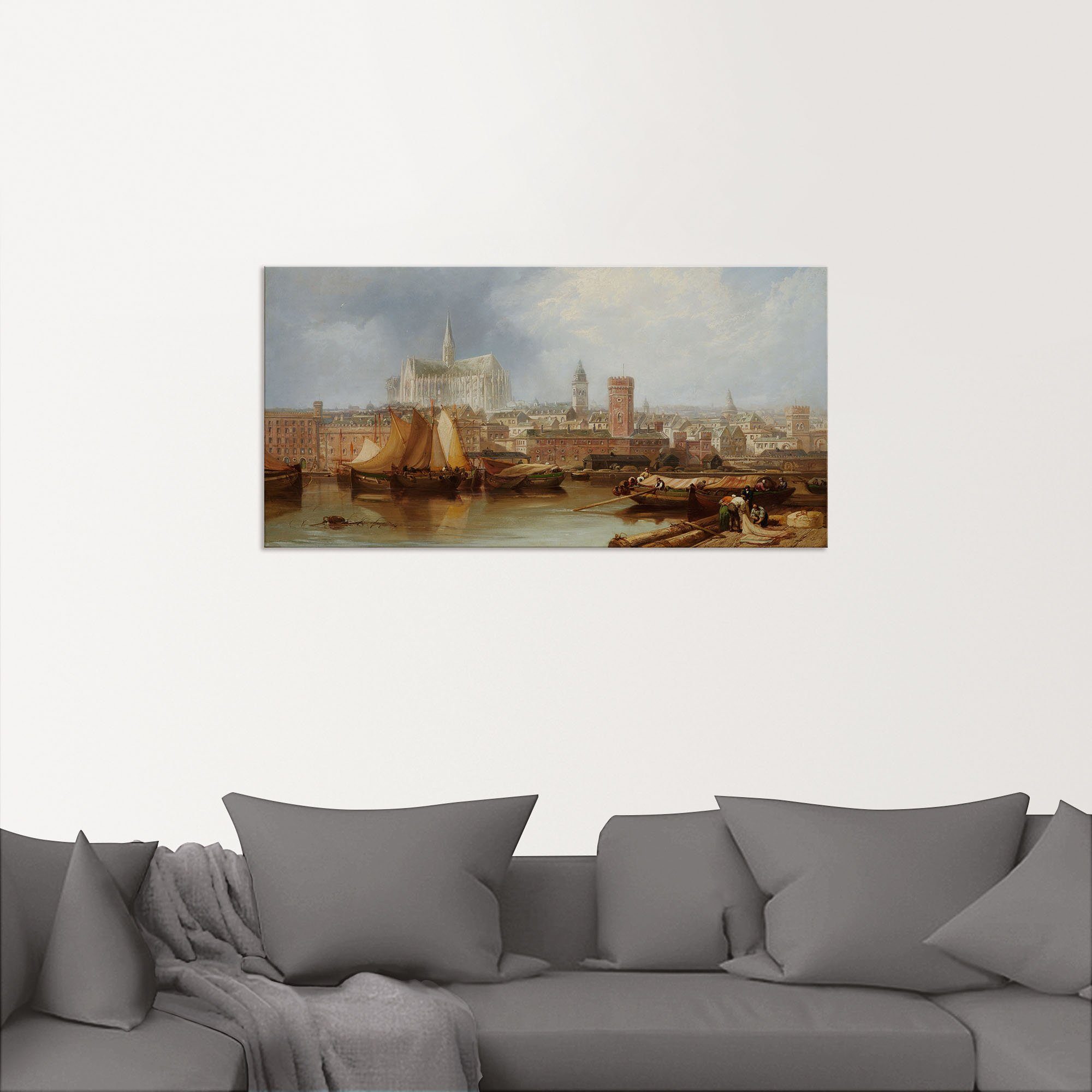Artland Wandbild Ansicht von Köln, unvollendeter Dom, Bilder von Booten & Schiffen (1 St), als Alubild, Leinwandbild in verschied. Größen