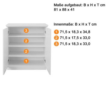 Lomadox Garderoben-Set BERGAMA-19, (Spar-Set, 3-St), Garderoben Set weiß mit Sitzbank Landhaus, B/H/T: ca. 273/200/41 cm