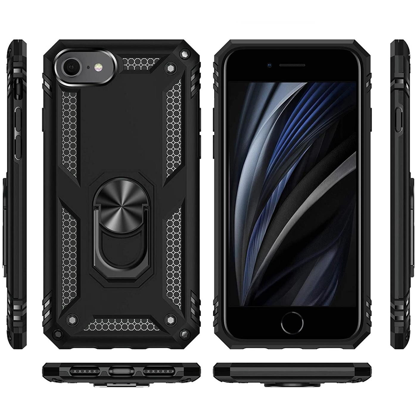 CoolGadget Handyhülle Armor Shield Case für iPhone SE 2020 2022, iPhone 7 / 8 4,7 Zoll, Outdoor Cover Magnet Ringhalterung Handy Hülle für iPhone SE 2. 3. Gen