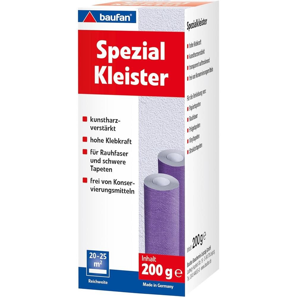 baufan® Kleister Spezialkleister 200g Tapetenkleister mit hoher Klebkraft, für Raufaser-, Präge-, Vinyl-, Foto- und Spezialtapeten