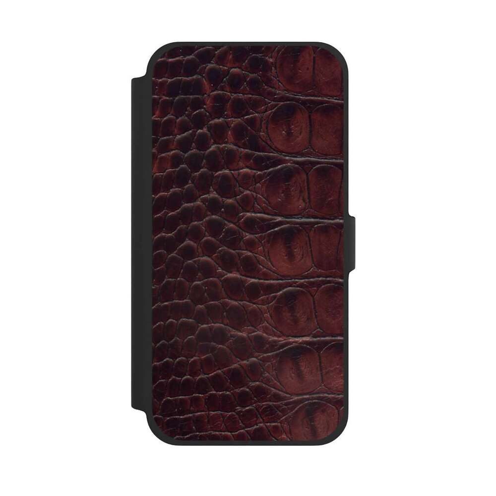NIVOCASE Handyhülle Krokodil Leder Animalprint Croco dark brown, Apple iPhone 13 Pro Max Klapphülle Handyhülle aus Kunst Leder
