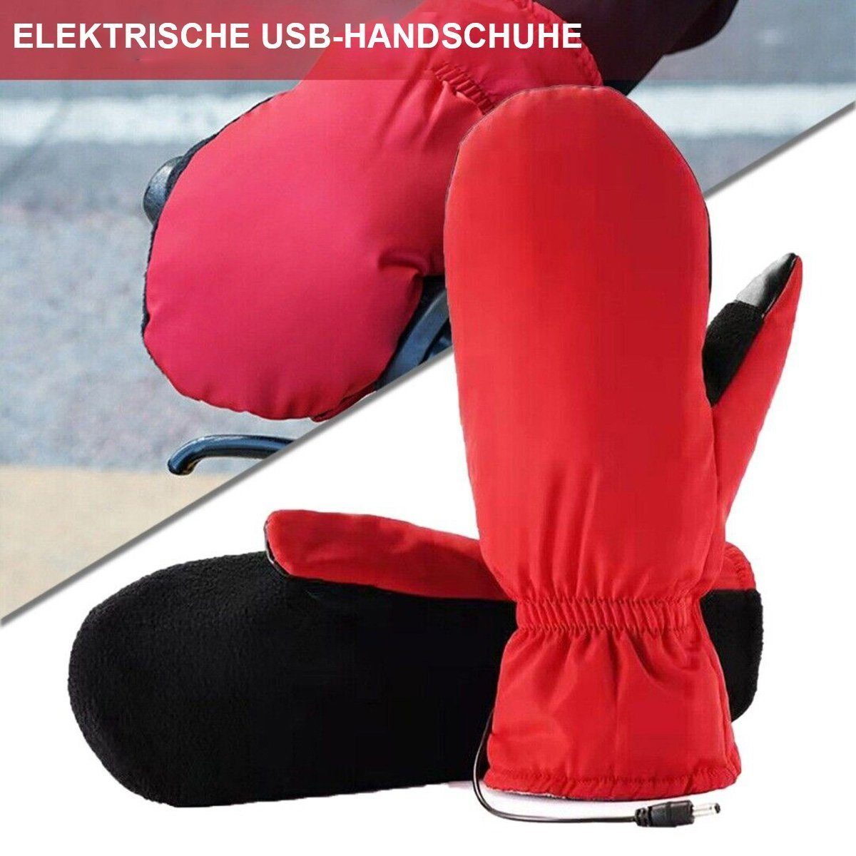 AUKUU Multisporthandschuhe Sporthandschuhe Lederhandschuhe Elektrisch rot Handschuhe beheizte