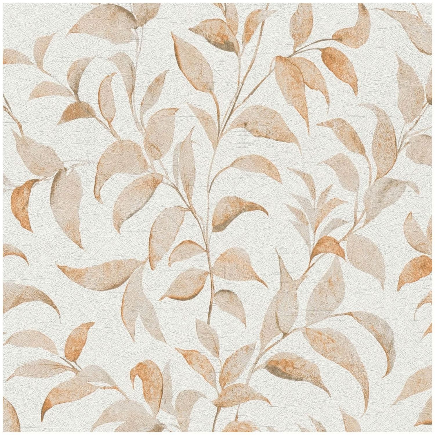 Profhome Vliestapete 389623-GU Landhaus Tapete Floral schimmernd creme creme-weiß beige, strukturiert, (1 Rolle, 5,33 qm), heißgeprägte Vliestapete, hellorange