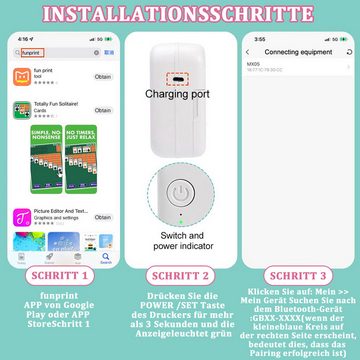 Avisto Thermodrucker Kompatibel mit iOS Android Etikettendrucker Bluetooth Etikettendrucker, (bluetooth, Multifunktionsdrucker, (Etiketten/Notizen/Quittungen/Aufkleber/Fotos)