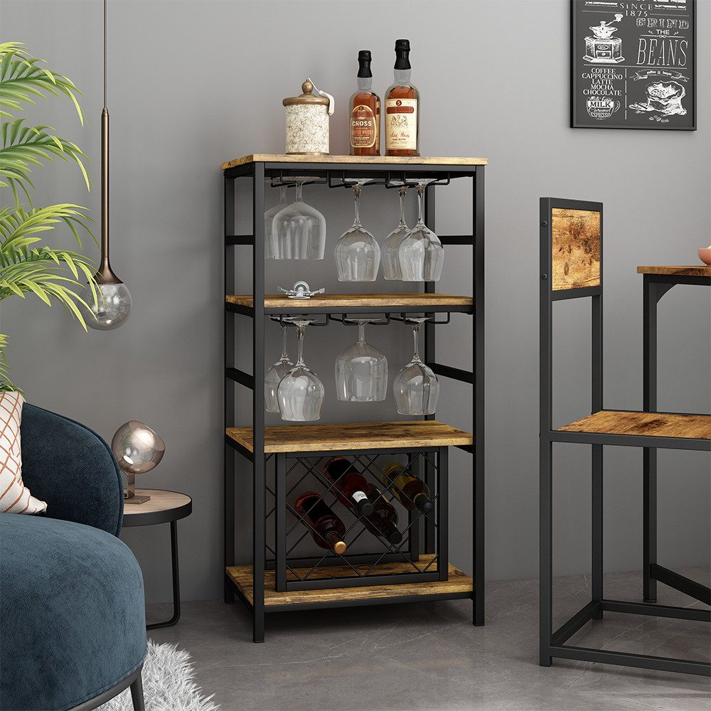 Vicco Weinregal Vela, Eiche rustikal, 50 x 100 cm mit Glashalter, 1-tlg.