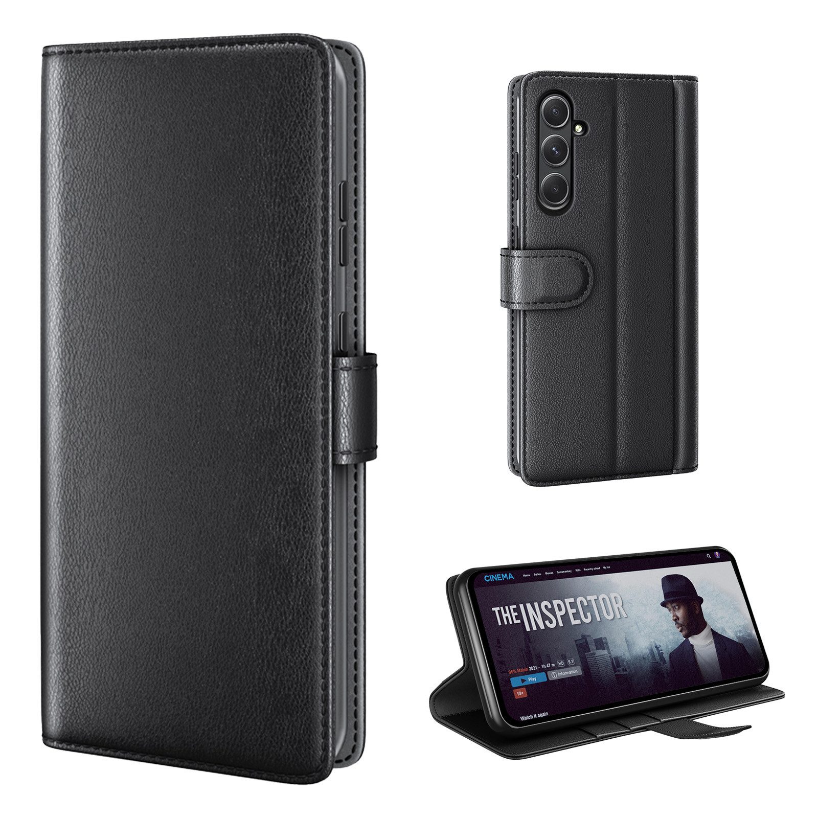 Tec-Expert Handyhülle Echtleder Hülle für Samsung Galaxy A17 6.7 Zoll, 6.7", Cover Klapphülle Case mit Kartenfächern und Geldfach aufstellbar