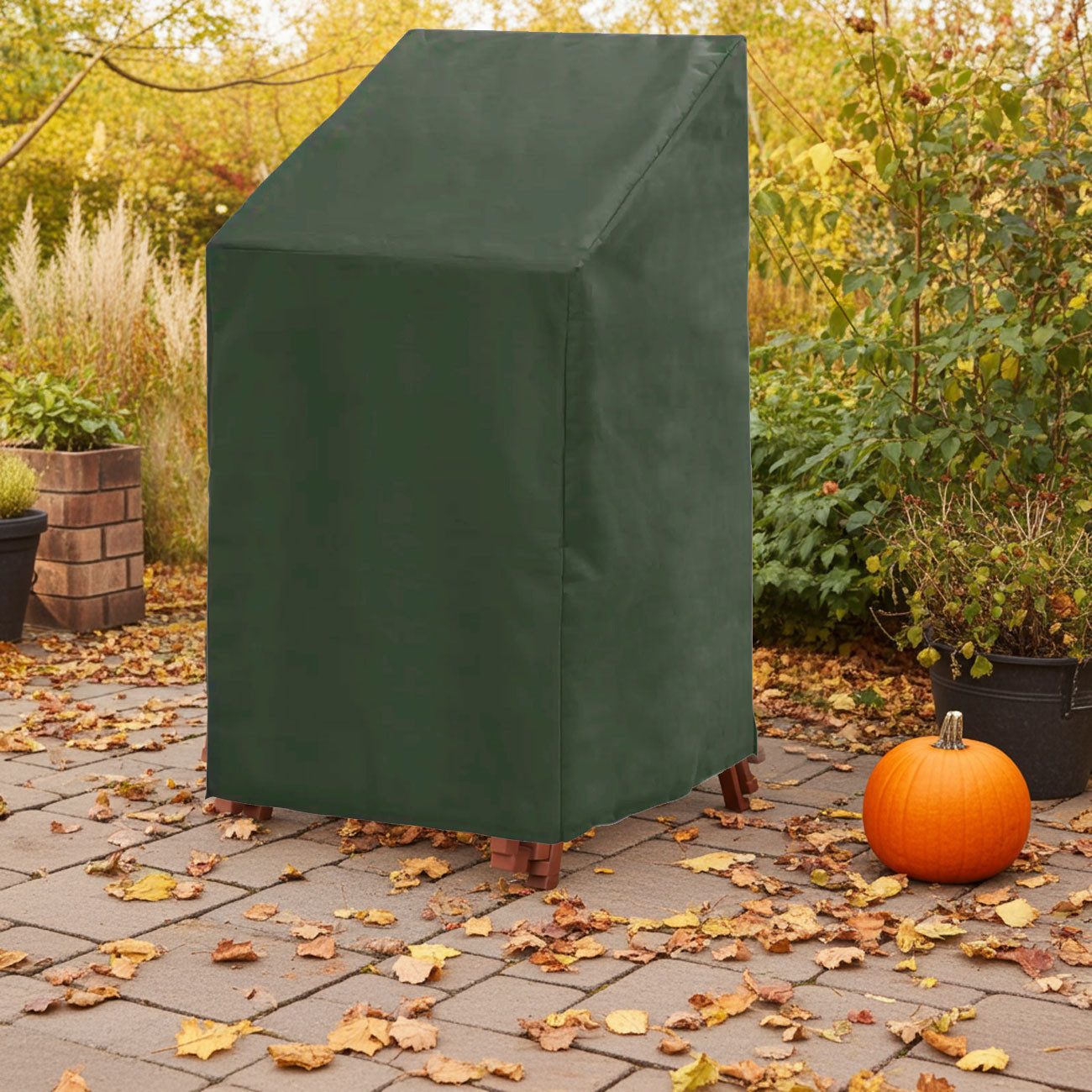 Progarden Gartenmöbel-Schutzhülle Stapelstuhl Abdeckplane 68 x 68 x 105 cm, Wasserdicht, Dunkelgrün, für Stapelstühle inklusive Tragetasche/Polyethylen-Gewebe 100 g/m²