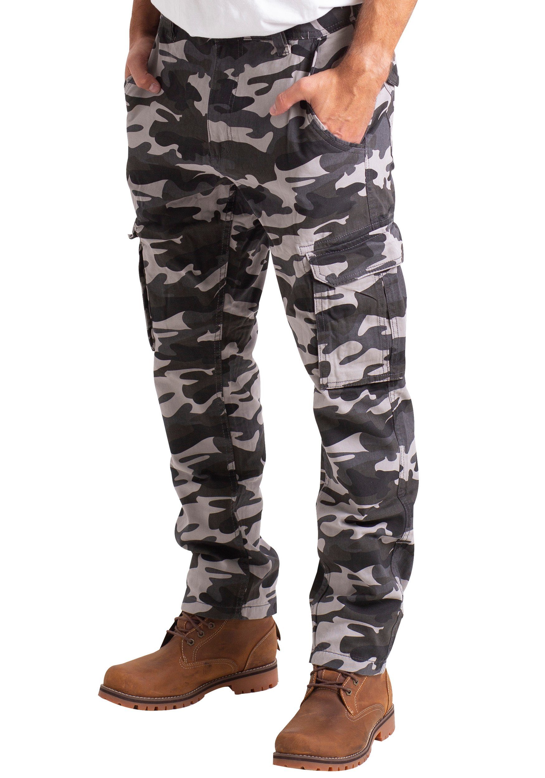 BlauerHafen Cargohose Mens Army Cargo Camouflage Hose Baumwolle Arbeitskleidung gerades Bein
