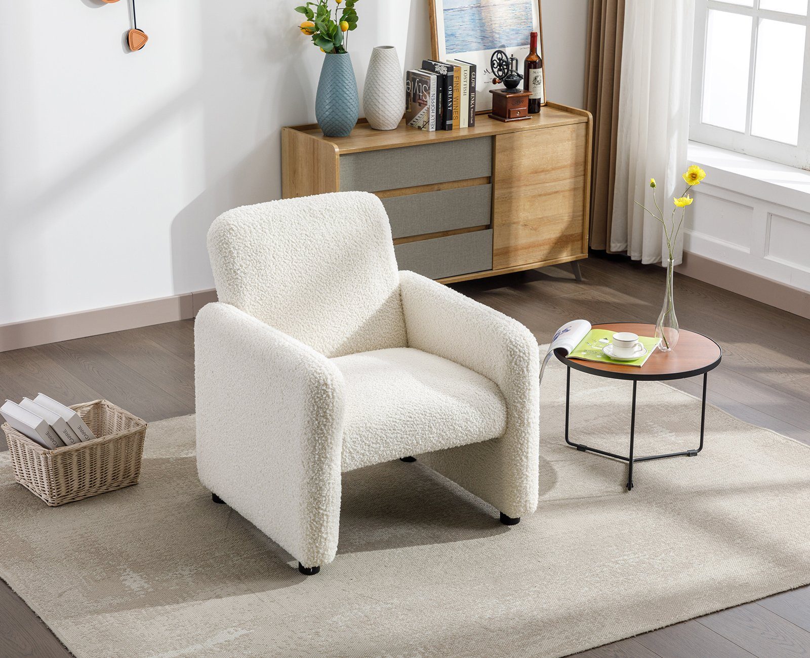 WAHSON OFFICE CHAIRS Cocktailsessel Teddystoff Ohrensessel mit Armlehnen günstig online kaufen