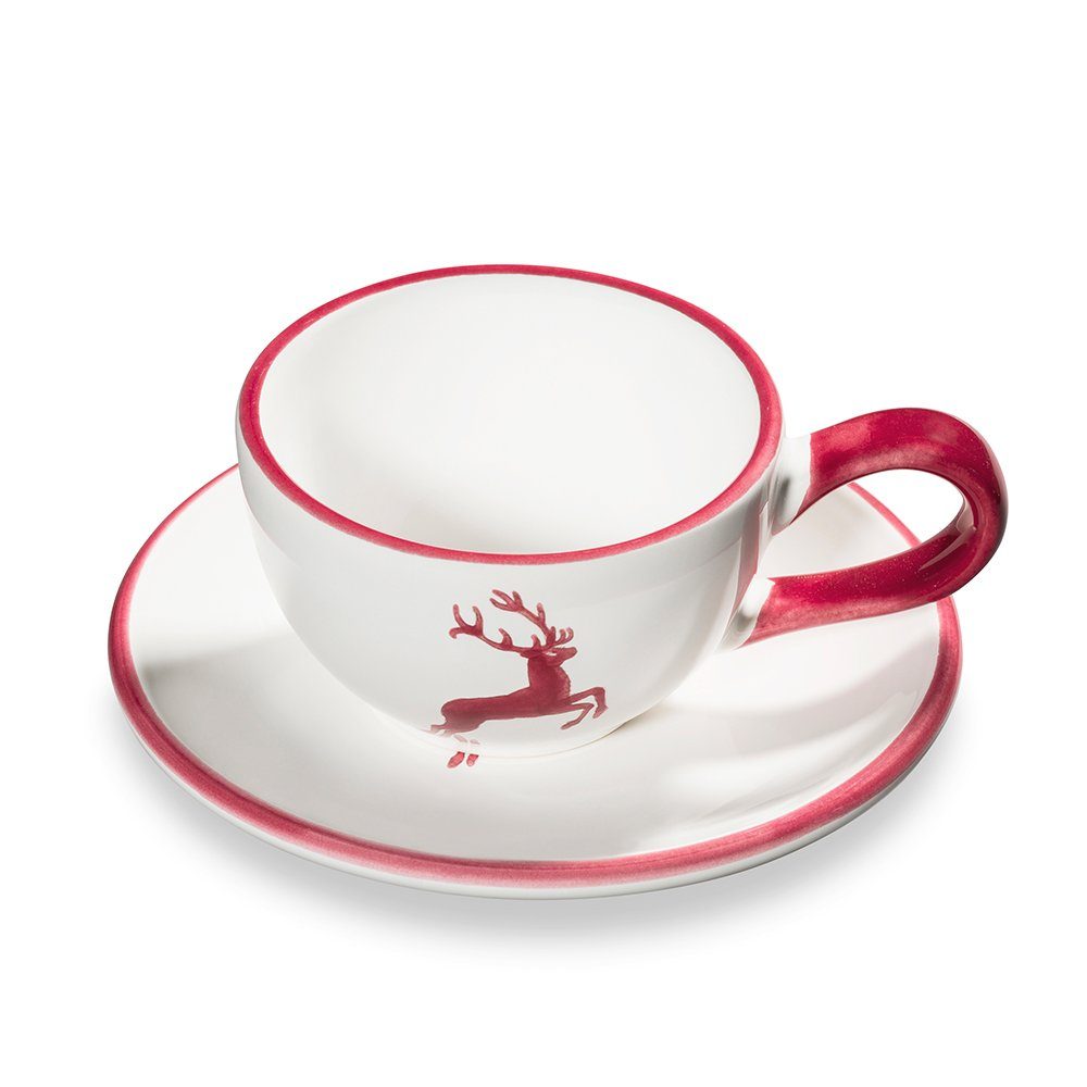 Gmundner Keramik Espressotasse Gmundner Keramik Mokka für Dich 2.-tlg Hirsch, * Glasierte Keramik * natürliche Rohstoffe und nachhaltige Produktion * Handgemacht in Österreich seit 1492 * Jedes Teil ist ein Unikat Du hast Dich in der Vergangenheit bereits für einen roten Hirschen entschieden? Achten auf die Stempelfarbe auf der Bodenunterseite, die gibt dir die Sicherheit um welchen roten Hirschen es sich handelt: * Stempelfarbe rot = Rubinroter Hirsch (kräftiges leuchtendes Rot, wie Rotgeflammt) * Stempelfarbe schwarz = Bordeauxroter Hirsch (leicht ins violett übergehender Farbton, Weinrot)