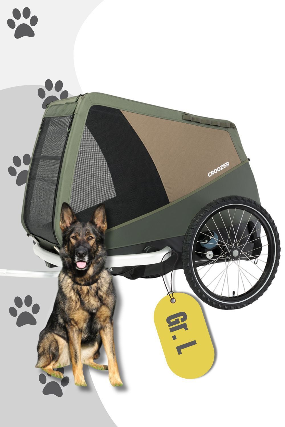 Croozer Fahrradhundeanhänger CROOZER Dog Mikke Hundefahrradanhänger bis 45 kg, Fahrradanhänger für Hunde bis 45 kg