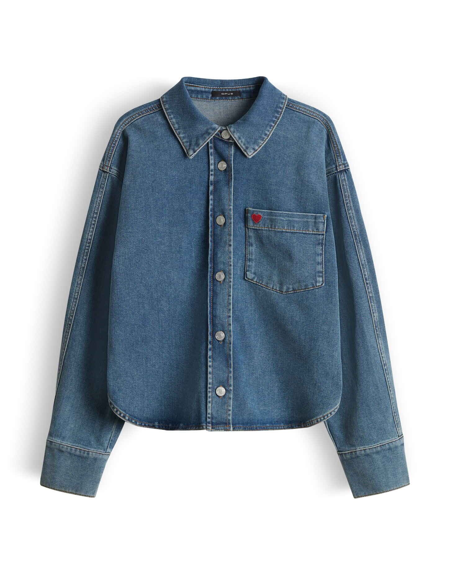 OPUS Jeansbluse Falentine mit Herzstickerei Regular Fit lockere Passform, g günstig online kaufen