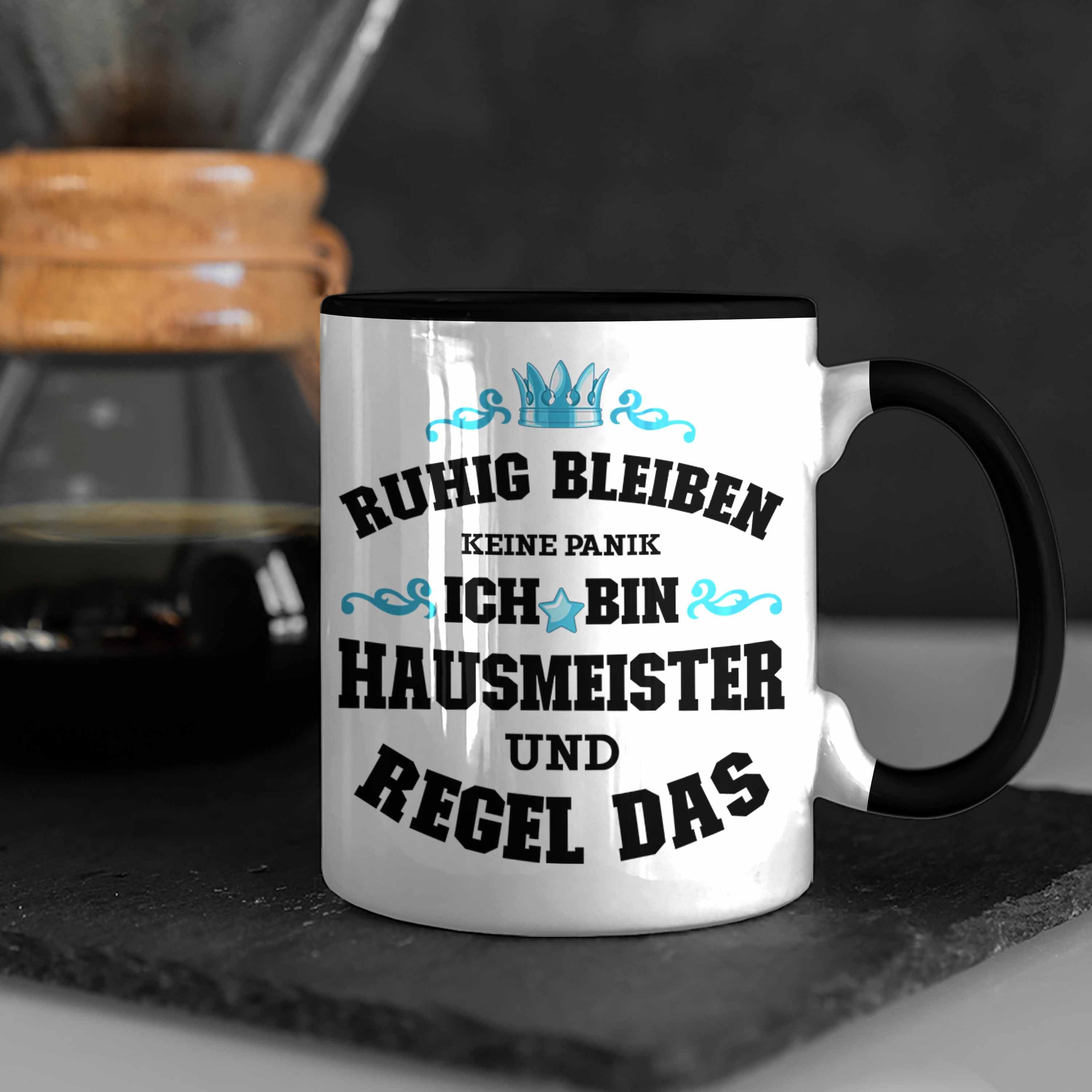 Schwarz Hausmeister Panik Tasse - Geschenkidee Keine Lustiges Lustig Tasse Haustechniker Geschenke Sprüche Spruch Trendation Trendation