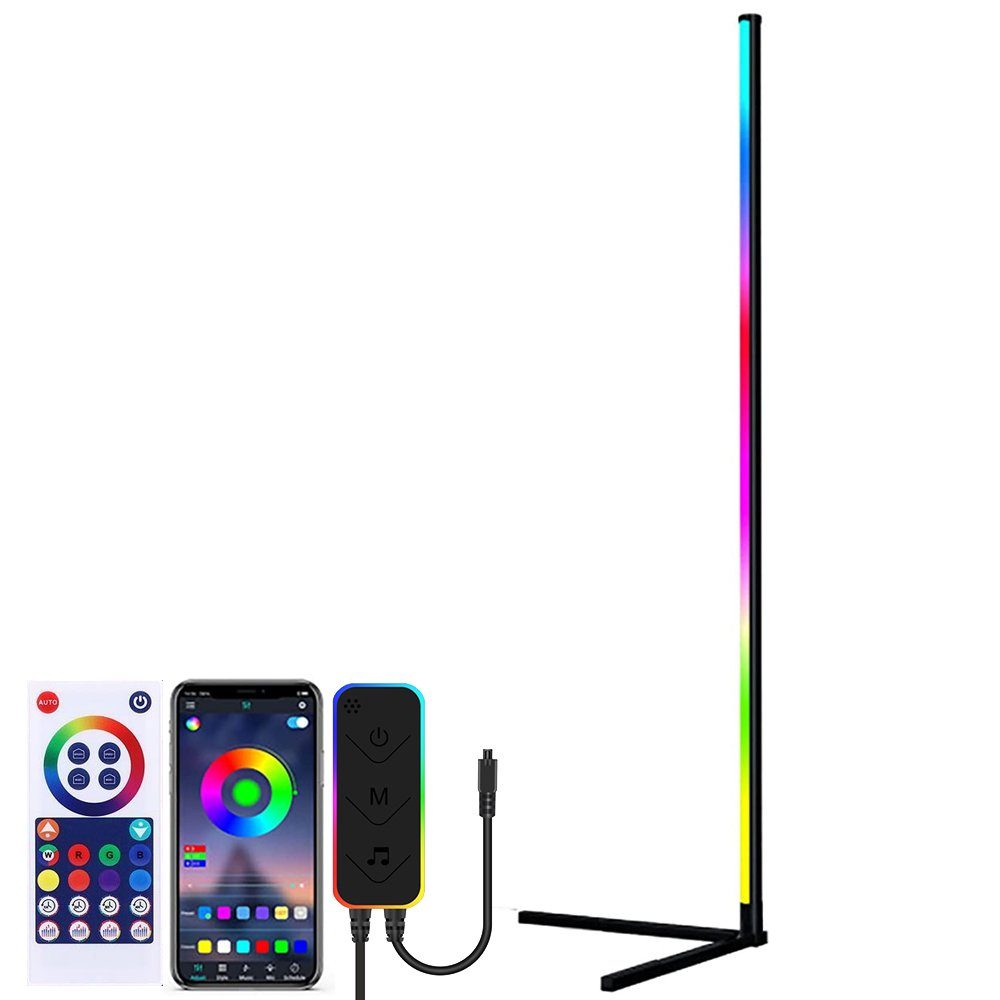 XIIW Stehlampe 130cm Stehleuchte RGB Farbwechselnde Standleuchte mit Fernbedienung, Schlafzimmer Wohnzimmer Eck Stehlampe AppSteuerung