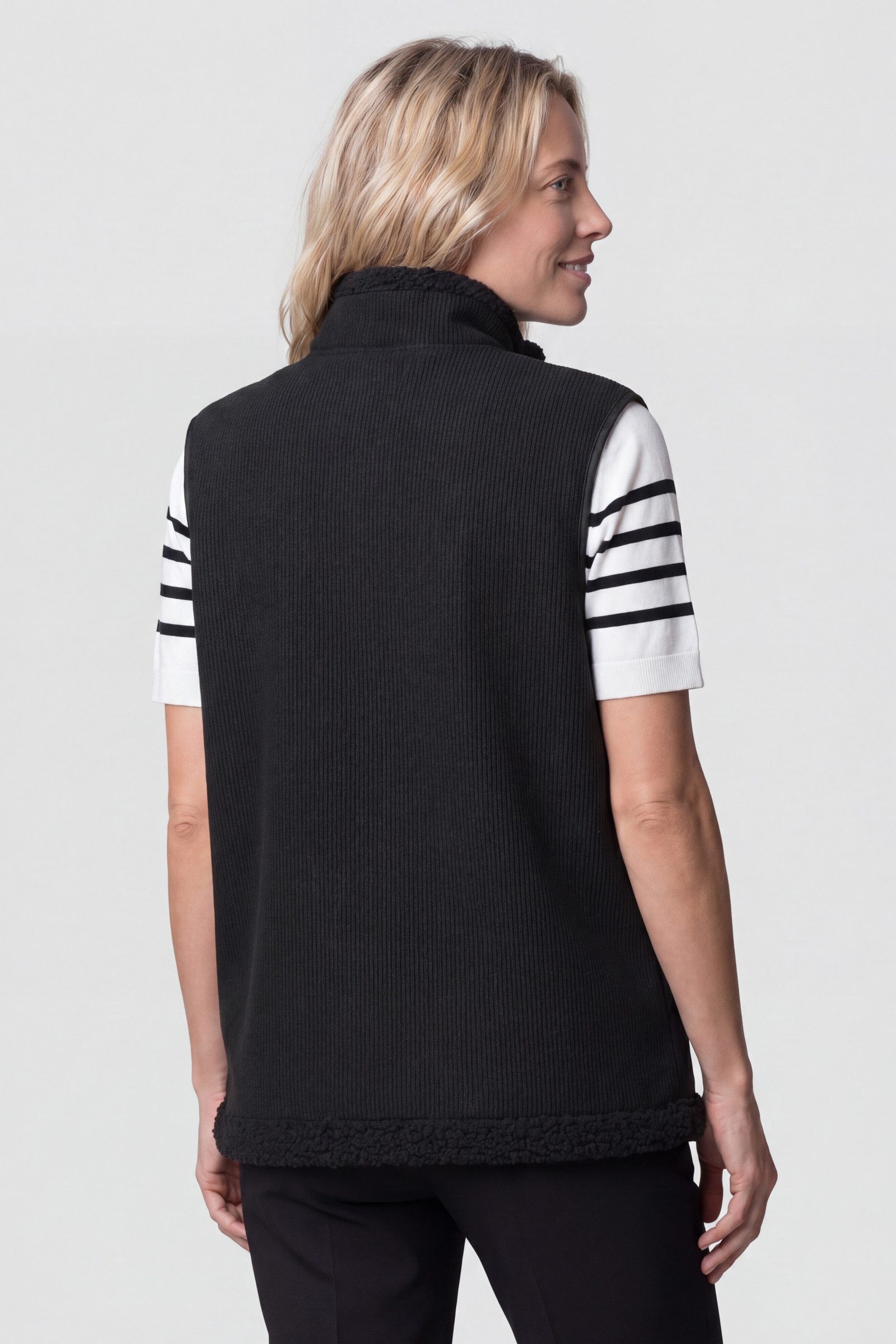 Alife & Kickin Fellimitatweste Damen EstherAK T Fellimitatweste, Weste Gerippte Strickoptik mit Stehkragen und Eingrifftaschen