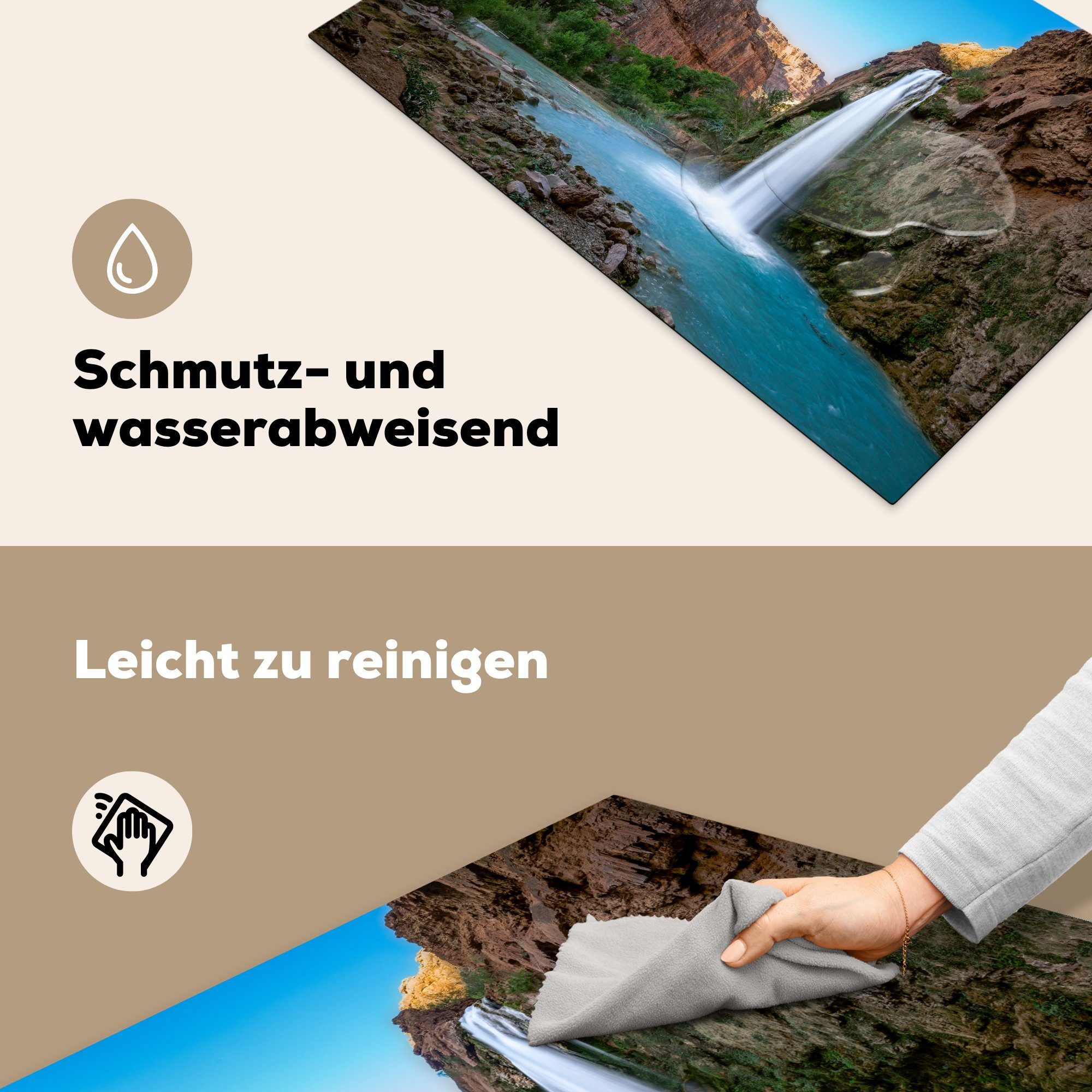 Wasserfall für 81x52 die - Schutz Induktionskochfeld Berg (1 Pflanzen, - MuchoWow Herdblende-/Abdeckplatte Vinyl, cm, küche, tlg), Ceranfeldabdeckung