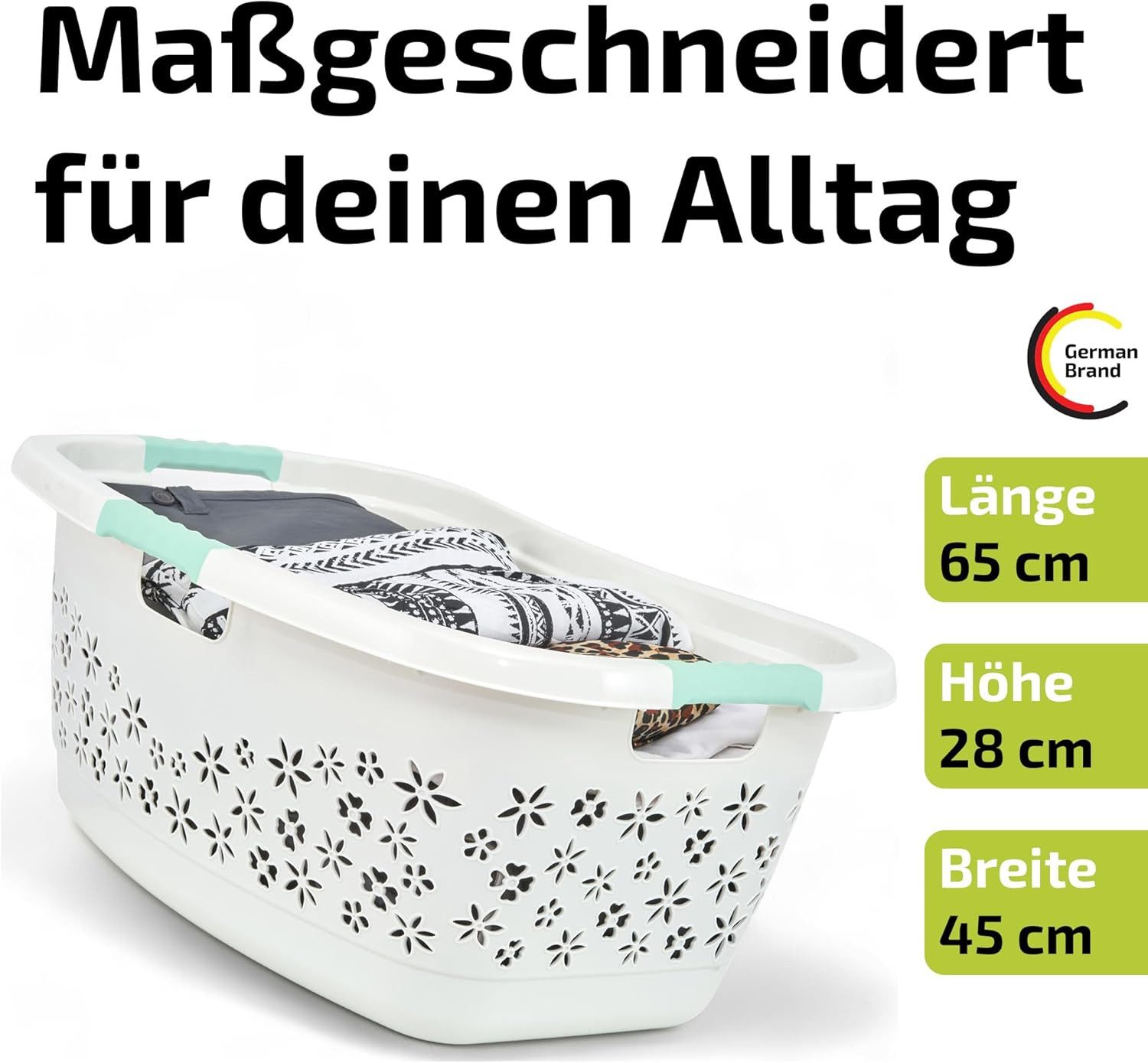 homesti Wäschekorb ergonomischer Wäschekorb weiß/aquamarin 50 L mit Soft-To günstig online kaufen