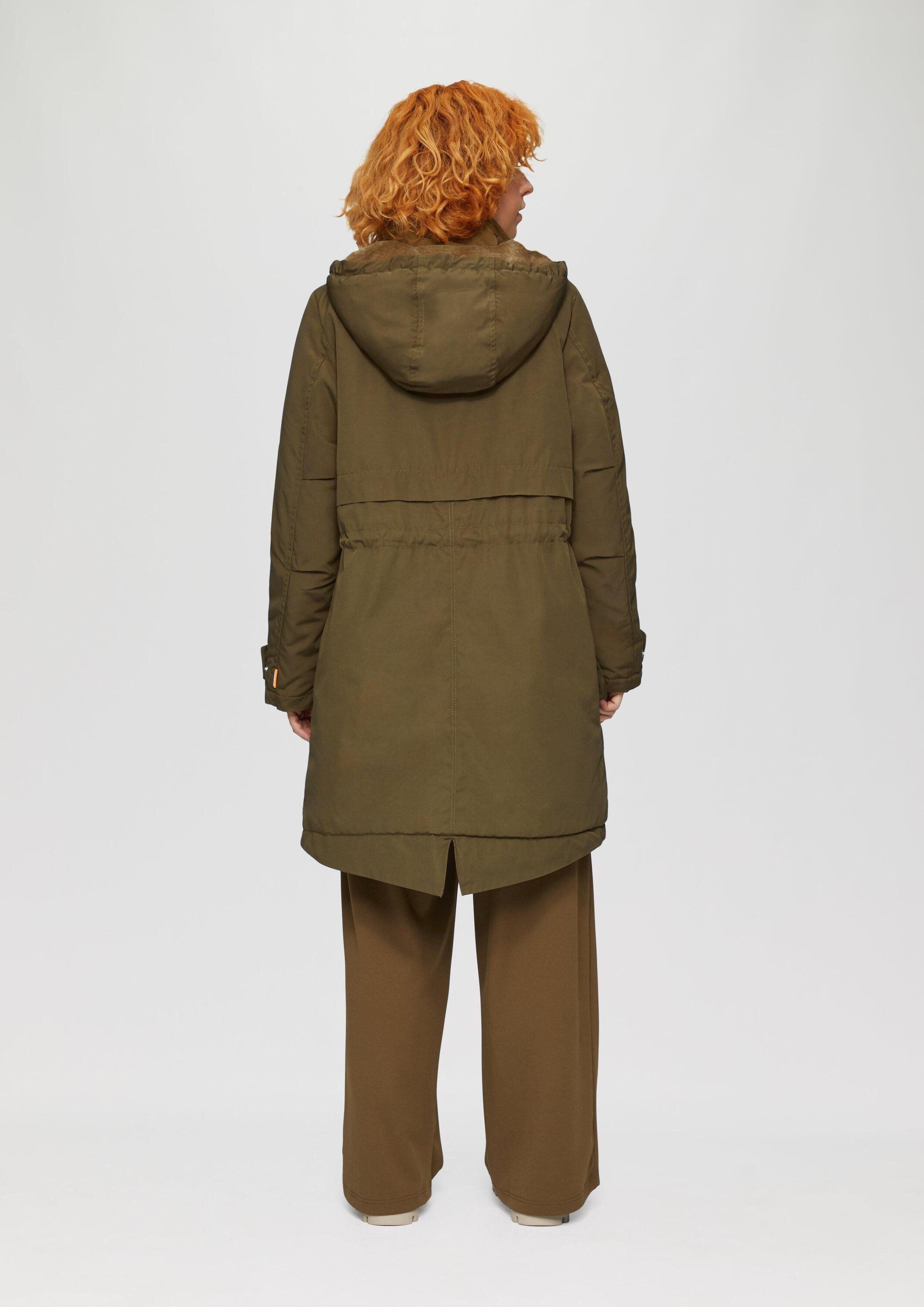 QS Wintermantel Outdoor-Mantel Gefütterter Parka mit Kapuze