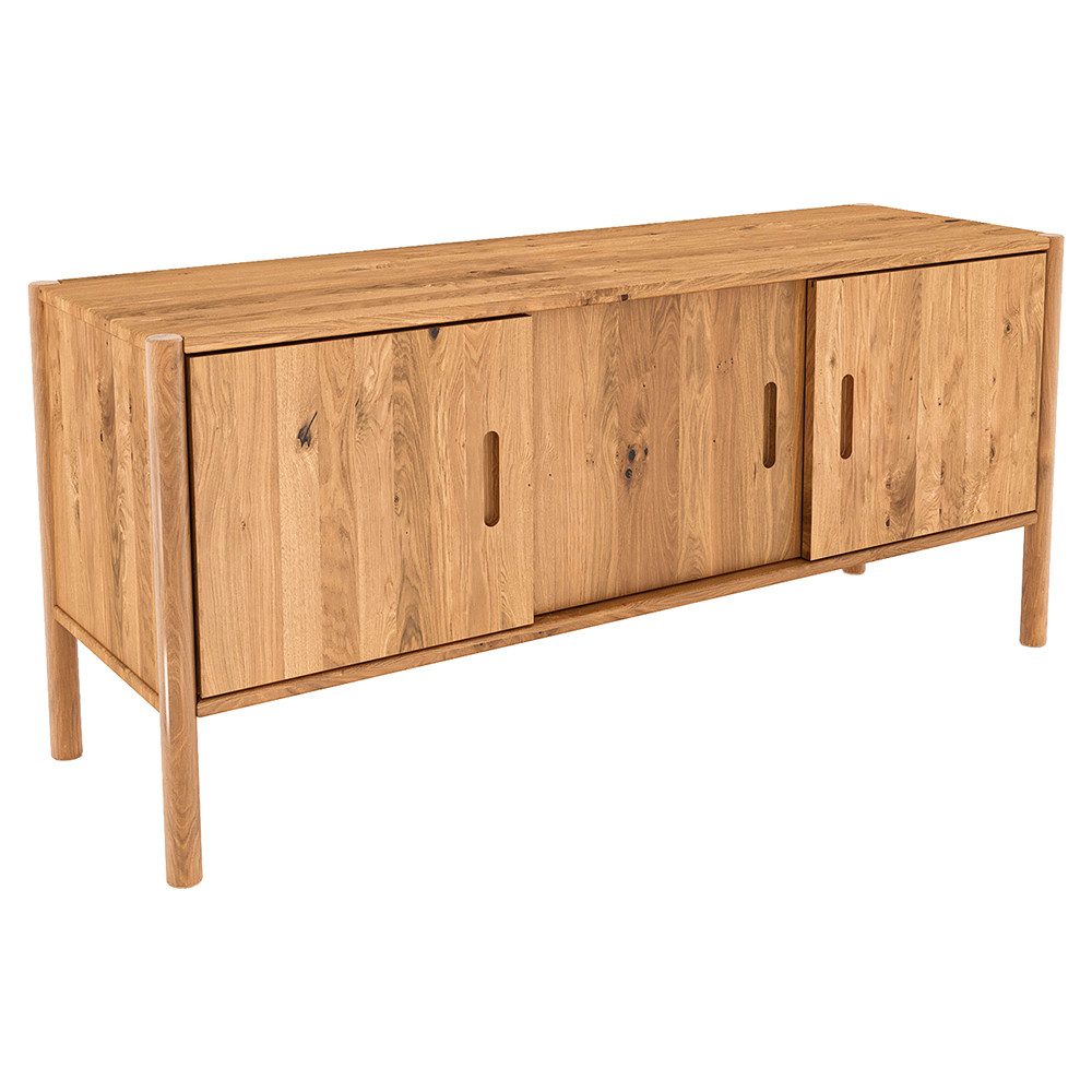 Lomadox Sideboard PORI-165, Eiche massiv geölt, 142 cm breit, montierte Lieferung