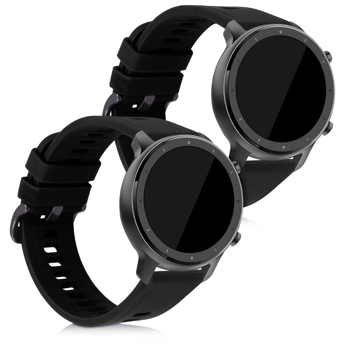 kwmobile 2x Uhrenarmband für Huami Amazfit GTR 47mm/2 /2e /GTR3/Pro Armband Smartwatch, 2-tlg., Fitnesstracker Band Set aus TPU Silikon - Ersatzarmband Smartwatch