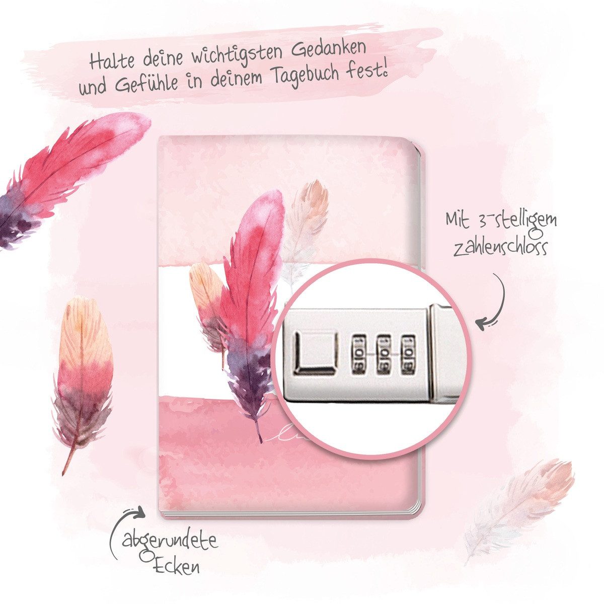 Trötsch Verlag Tagebuch TRÖTSCH Tagebuch Feather mit Zahlenschloss