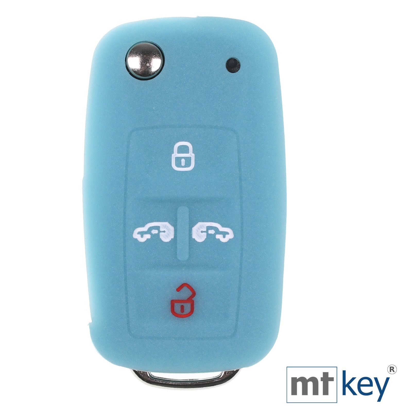 Blau, Multivan im T5 mt-key Schlüssel Design T6 VW Schlüsseltasche Autoschlüssel fluoreszierend Tasten Alhambra Caddy für Wabe 4 Silikon Schutzhülle Seat Sharan