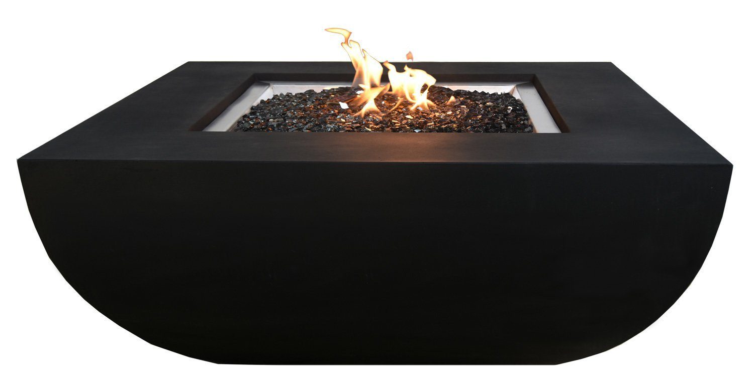 MODENO Gartentisch Gasfeuerstelle "Itasy" in Beton-Optik, Aus Faserbeton, CE-geprüft für Outdoor, UV-beständig, frostbeständig