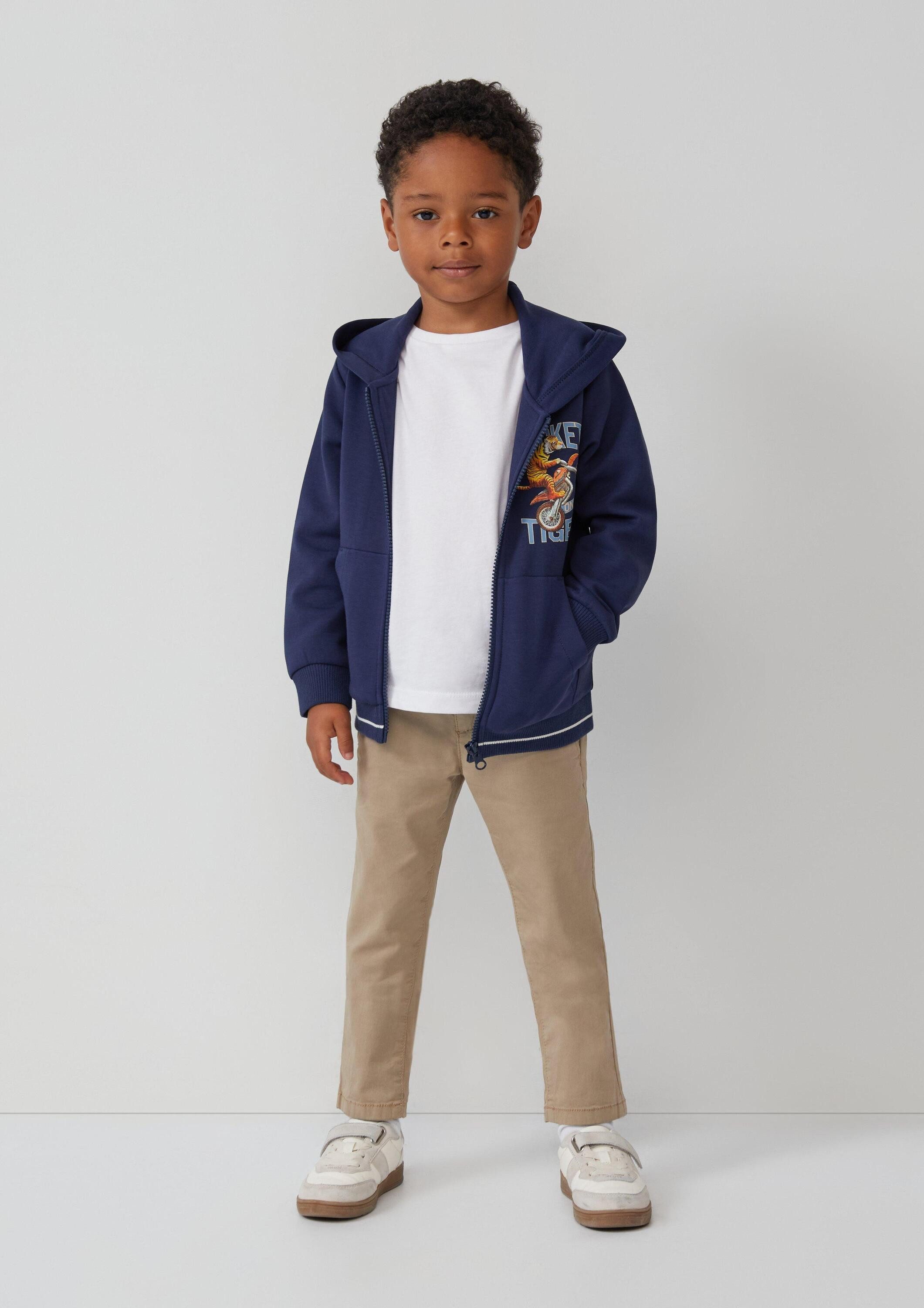 s.Oliver Sweatshirt Sweatshirt Jacke Sweatjacke aus Interlockjersey mit Frontprint