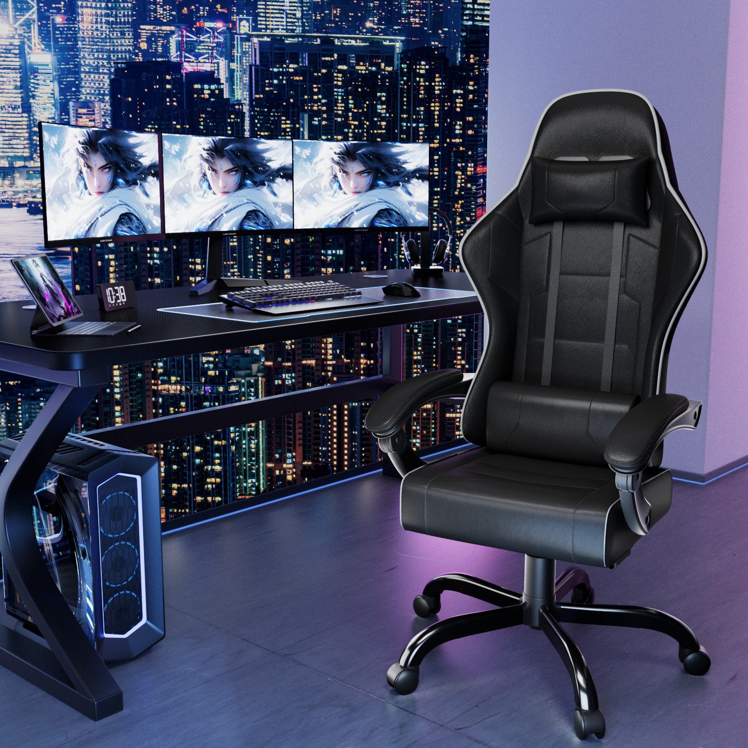 HOMALL Gaming-Stuhl Bürostuhl mit Massagefunktion, Fußstütze, günstig online kaufen