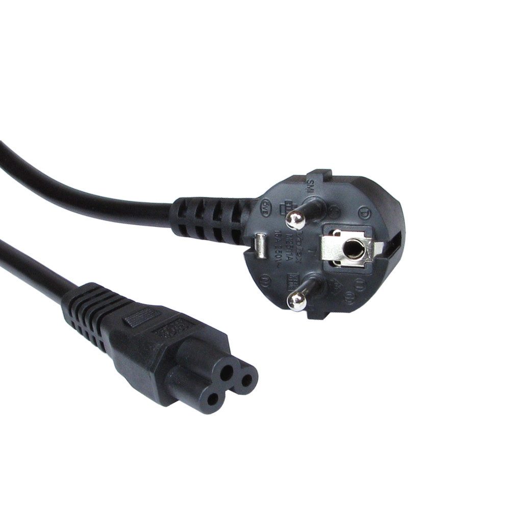 Trade-Shop Netzkabel 250V 2,5A passend für ASUS, Medion, Elitegroup, Gericom, JVC Netzkabel, (120.00 cm), Kleeblattstecker / Mickymaus-Stecker mit 3-Pin Buchse (3-polig)