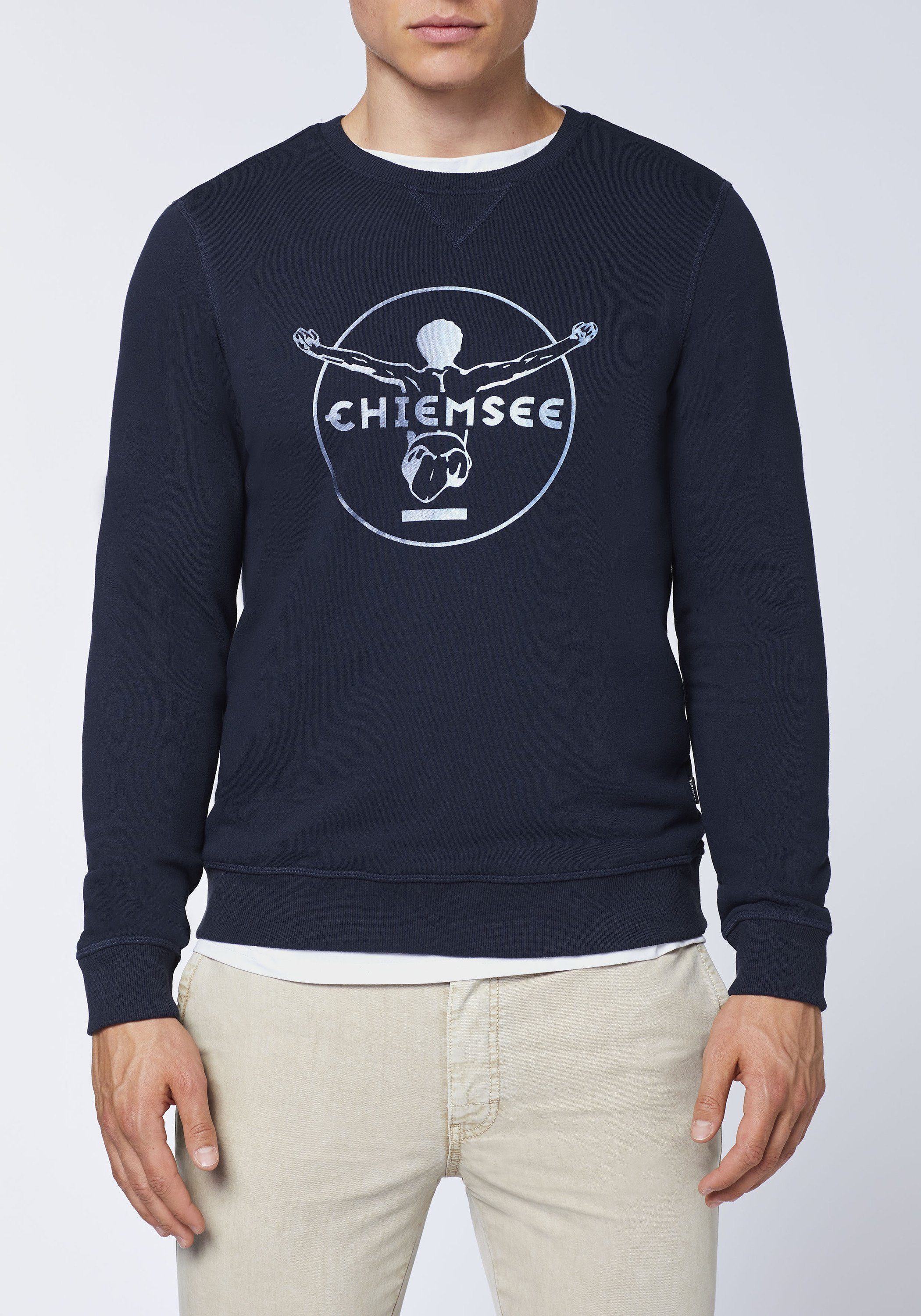 Chiemsee Sweatshirt Sweater im blau 1 Label-Look dunkel