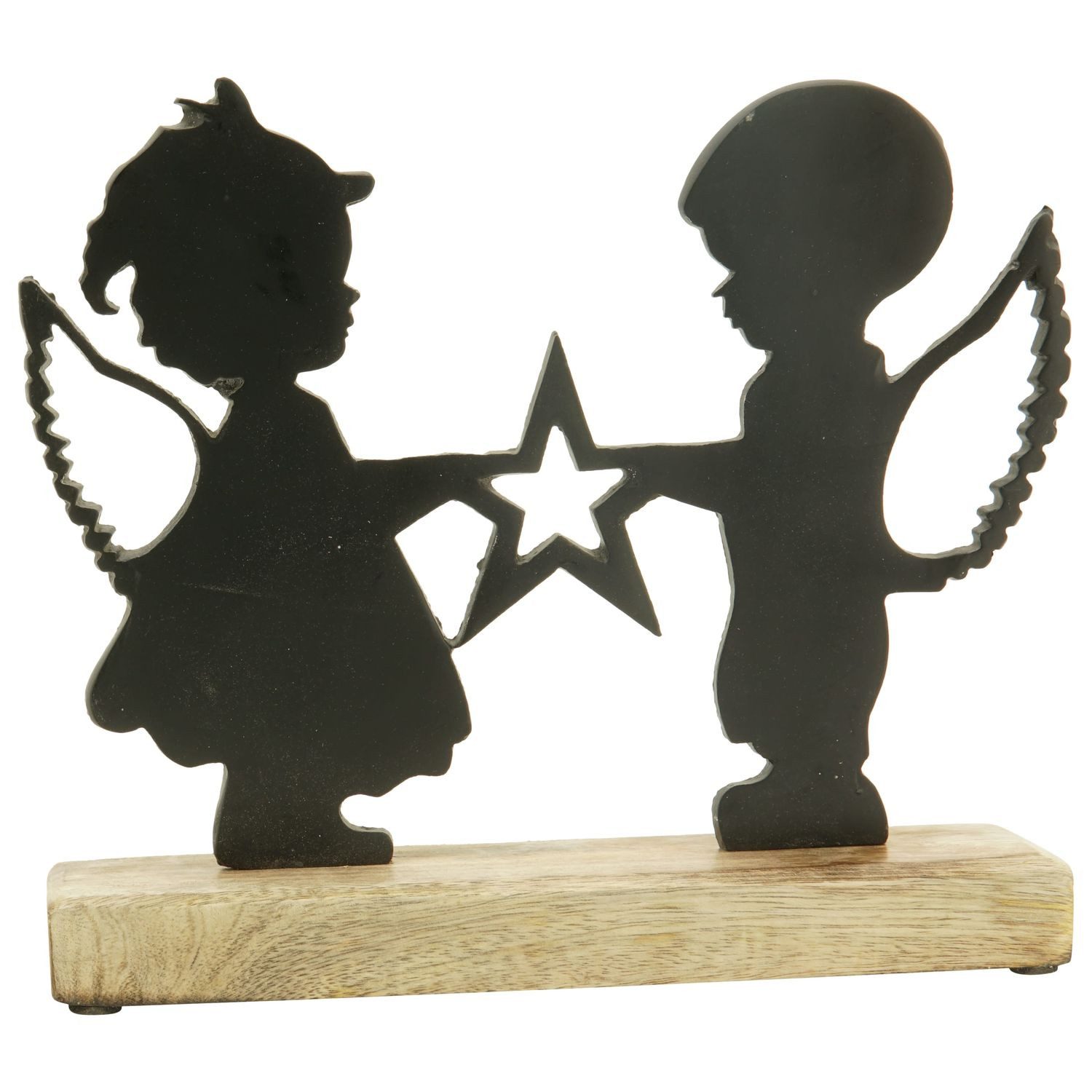 Exner GmbH Garten- & Wohnaccessoires Weihnachtsfigur Engel Sobre - schwarz - Alu/Holz - 27x5x23 cm