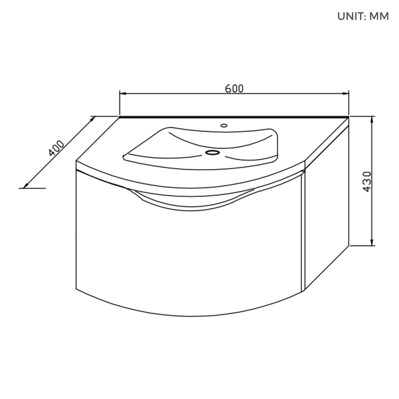 BRIDGE BENO Badmöbel-Set 60cm Curved Badezimmerwaschtisch, günstig online kaufen