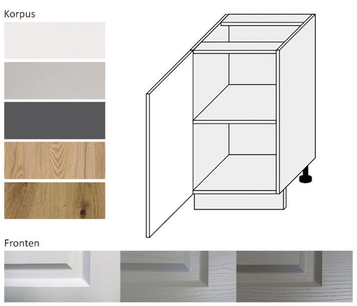 weiß Feldmann-Wohnen und wählbar 45cm Front- Elbing Korpusfarbe (Elbing) Unterschrank 1-türig