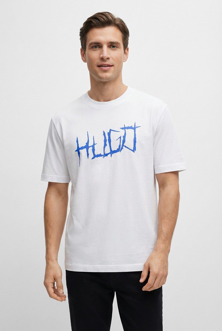 HUGO Blue T-Shirt Rundhalsausschnitt, Regular Fit, Logodruck günstig online kaufen