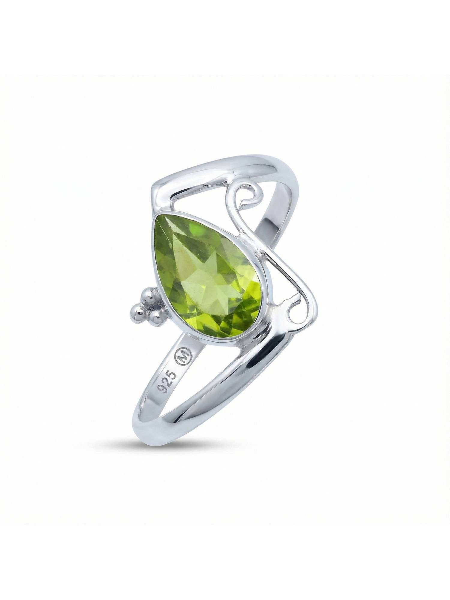 mantraroma Silberring UHA aus 925 Silber mit Peridot (Ring mit Schmuckbeutel), Damenring aus 925er Silber